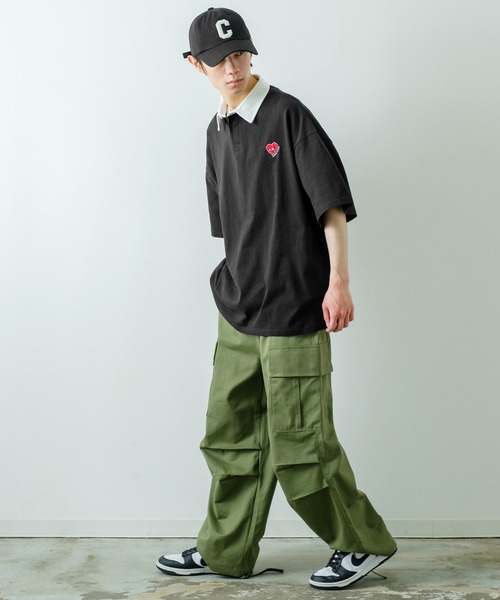 SIDEWAY STANCE（サイドウェイスタンス）の「【SIDEWAY STANCE】USコットン ワンポイント 刺繍 半袖ラガーシャツ（ポロシャツ・メンズ・グリーン系その他/ブラック系その他2/グレー系その他/グリーン/ブルー系その他/グリーン系その他3/ベージュ系その他2/ブラック系その他3/ブルー/ベージュ/ブラック/ブラック系その他/ベージュ系その他3/グリーン系その他2/ベージュ系その他/グレー・MEDIUM/X-LARGE/LARGE）」の18枚目の写真