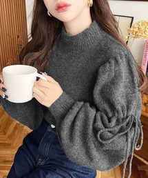 新品未使用❤️ボトルネックリブニットプルオーバー M グレー moment+ ニット セーター 「累計販売枚数5万枚突破！」12G 袖口