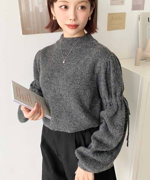 セール】ボトルネックキャンディショルダーボリュームスリーブミックス