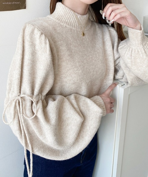 セール】ボトルネックキャンディショルダーボリュームスリーブミックス