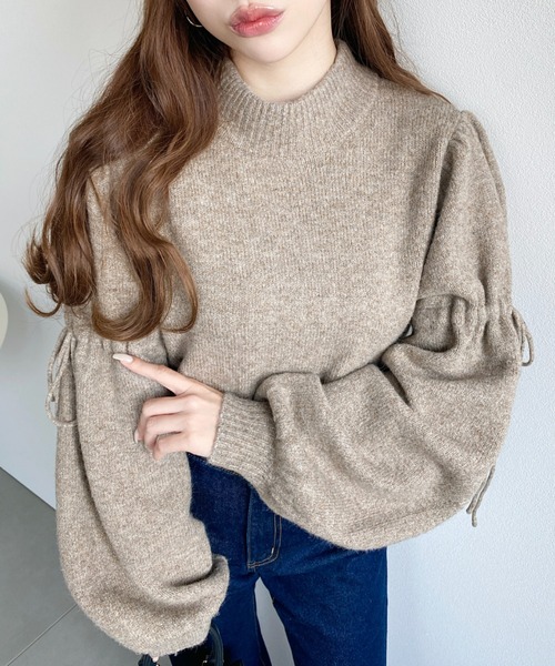 セール】ボトルネックキャンディショルダーボリュームスリーブミックス