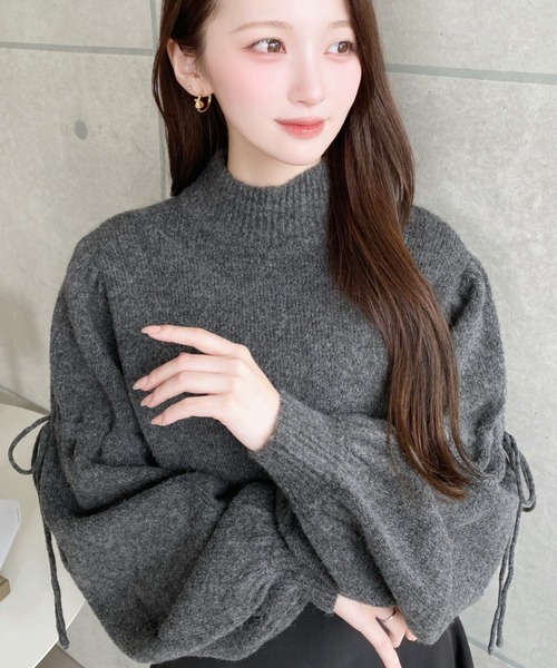 セール】ボトルネックキャンディショルダーボリュームスリーブミックス