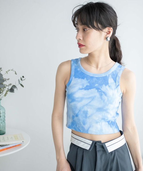 WEGO（ウィゴー）の「WEGO/タイダイカップインショートタンク（タンクトップ・レディース・ブルー/ブラック・FREE）」の7枚目の写真