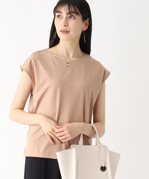 index（インデックス）の「◆パール調モチーフトップス 【接触冷感/洗濯機洗い可】（Tシャツ/カットソー・レディース・ライトグレー/ライトブルー/ネイビー/キャメル/パープル系・38/42/36/40）」の5枚目の写真