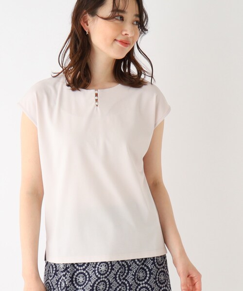 index（インデックス）の「◆パール調モチーフトップス 【接触冷感/洗濯機洗い可】（Tシャツ/カットソー・レディース・ライトグレー/ライトブルー/ネイビー/キャメル/パープル系・38/42/36/40）」の9枚目の写真
