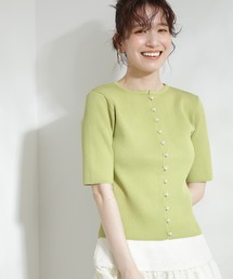 N.(N. Natural Beauty Basic) | ◆パールボタン半袖リブニット(ニット/セーター)