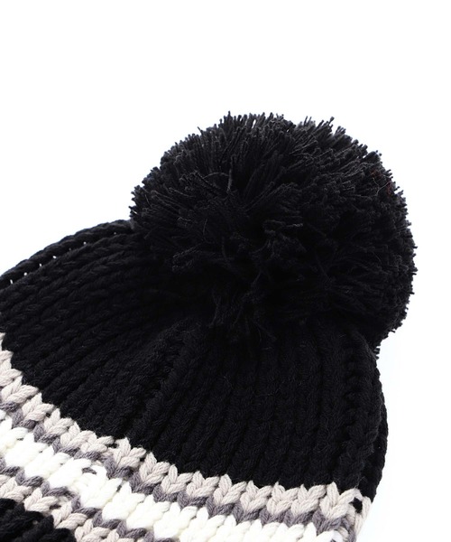 X-girl(エックスガール)の「CONTRAST STRIPE KNIT CAP(ニットキャップ/ビーニー・レディース・ブルー/ブラック・ONE SIZE)」の5枚目の写真