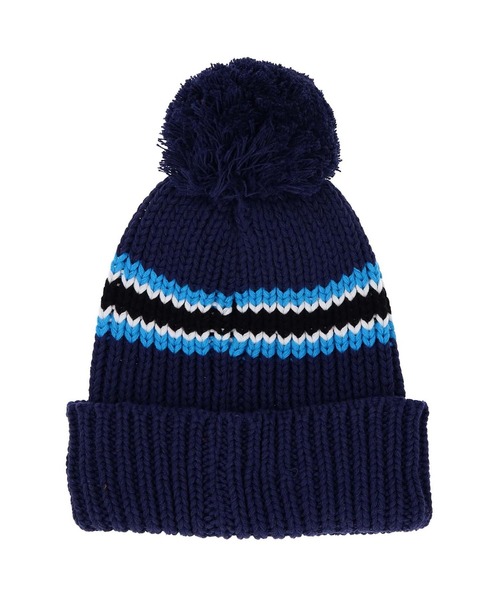 X-girl(エックスガール)の「CONTRAST STRIPE KNIT CAP(ニットキャップ/ビーニー・レディース・ブルー/ブラック・ONE SIZE)」の3枚目の写真