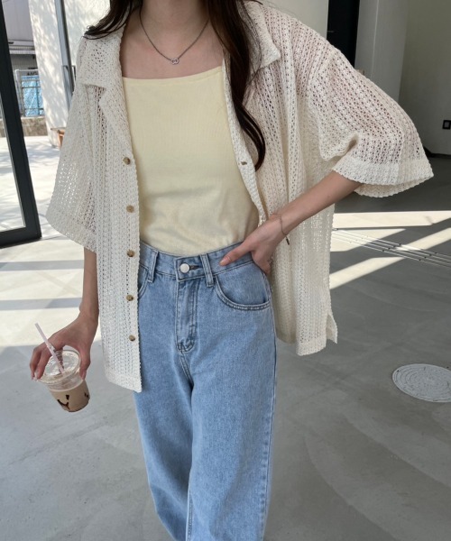 nemne store（ネンネストア）の「オープンカラーレースシャツ（シャツ/ブラウス・レディース・グリーン/ブラック/オフホワイト・フリー）」の10枚目の写真