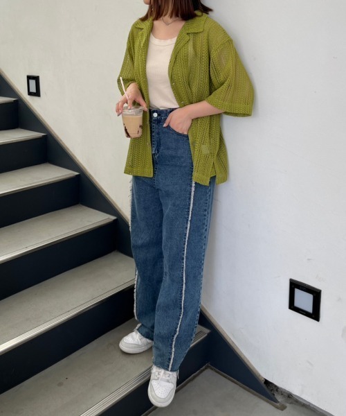 nemne store（ネンネストア）の「オープンカラーレースシャツ（シャツ/ブラウス・レディース・グリーン/ブラック/オフホワイト・フリー）」の18枚目の写真