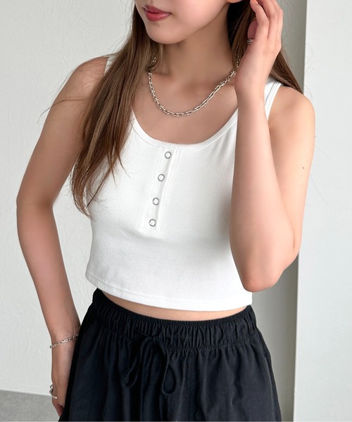 apres jour mignon(アプレジュールミニョン)の「カップ付きヘンリーショートタンク【ZOZOTOWN限定アイテム】(タンクトップ・レディース・ブルー/グリーン/オフホワイト/ピンク/ブラック・X-LARGE/フリー)」の14枚目の写真