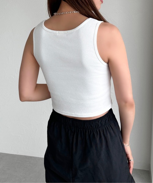 apres jour mignon(アプレジュールミニョン)の「カップ付きヘンリーショートタンク【ZOZOTOWN限定アイテム】(タンクトップ・レディース・ブルー/グリーン/オフホワイト/ピンク/ブラック・X-LARGE/フリー)」の9枚目の写真