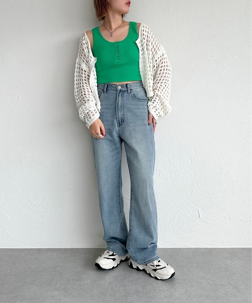 apres jour mignon(アプレジュールミニョン)の「カップ付きヘンリーショートタンク【ZOZOTOWN限定アイテム】(タンクトップ・レディース・ブルー/グリーン/オフホワイト/ピンク/ブラック・X-LARGE/フリー)」の7枚目の写真