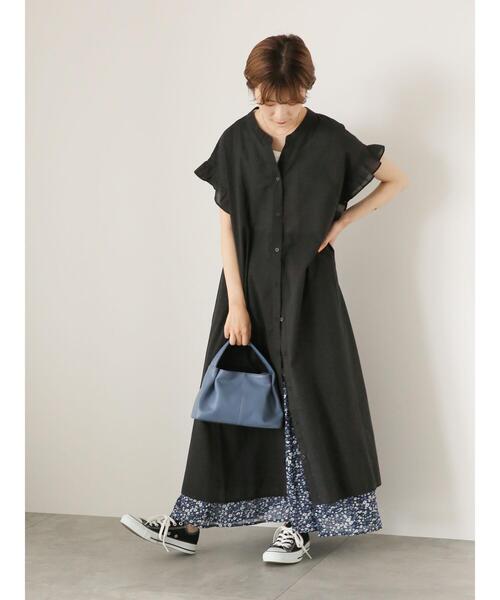 Samansa Mos2 blue（サマンサモスモスブルー）の「花柄ギャザースカート（スカート・レディース・ブラック/ブラウン/ネイビー・F）」の8枚目の写真