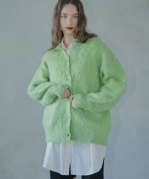 ELLEgirl（エルガール）の「《ユニセックス》シャギーニットカーディガン【ELLEgirl/エル ガール】（カーディガン/ボレロ・レディース・ライトグリーン/ブルー/ピンク/ライトグレー・FREE）」の16枚目の写真