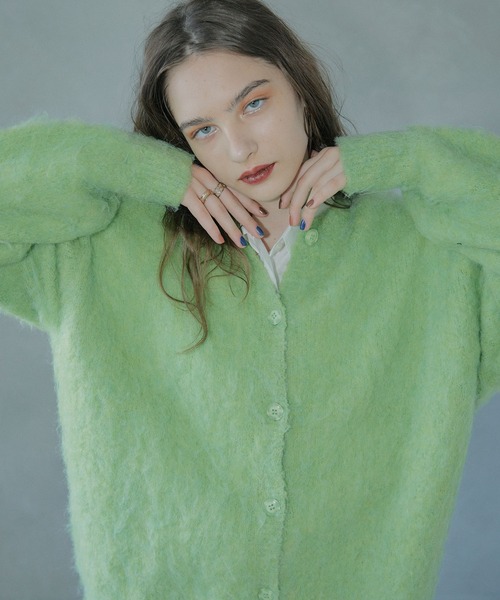 ELLEgirl（エルガール）の「《ユニセックス》シャギーニットカーディガン【ELLEgirl/エル ガール】（カーディガン/ボレロ・レディース・ライトグリーン/ブルー/ピンク/ライトグレー・FREE）」の15枚目の写真