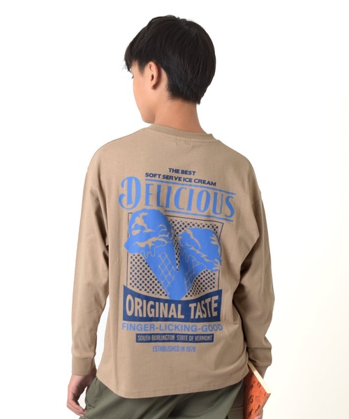 GLAZOS（グラソス）の「アソートバックFOODプリント長袖Tシャツ（Tシャツ/カットソー・キッズ・ブラック/ベージュ/ホワイト・140cm/150cm/160cm/170cm）」の3枚目の写真