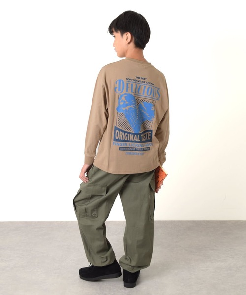 GLAZOS（グラソス）の「アソートバックFOODプリント長袖Tシャツ（Tシャツ/カットソー・キッズ・ブラック/ベージュ/ホワイト・140cm/150cm/160cm/170cm）」の7枚目の写真