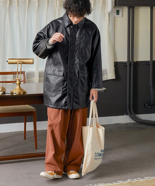【未使用タグ付き】ANDREA & Co フェイクレザーオーバージャケット org.jpg