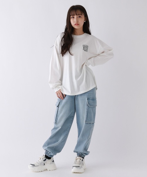 repipi armario（レピピ アルマリオ）の「スソスリットルーズロンT（Tシャツ/カットソー・キッズ・その他/ホワイト/ブラック・SMALL/LARGE/MEDIUM）」の4枚目の写真