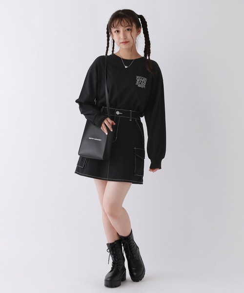 repipi armario（レピピ アルマリオ）の「スソスリットルーズロンT（Tシャツ/カットソー・キッズ・その他/ホワイト/ブラック・SMALL/LARGE/MEDIUM）」の6枚目の写真