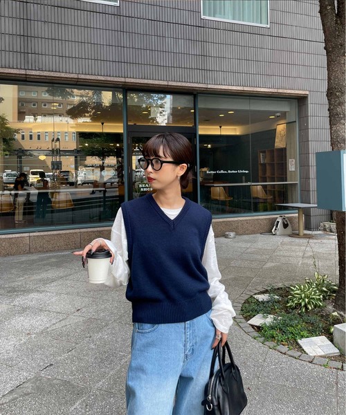 WEAR SHiFT】リサイクルカシミヤ混Vネックニットベスト (644121