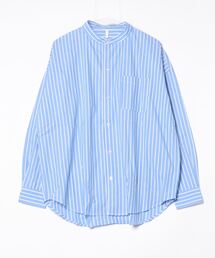 ブロードルーズフィットバンドカラーシャツ