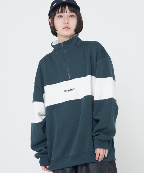 CORISCO（コリスコ）の「裏起毛切替BIGハーフジップ(M1)（スウェット・メンズ・ネイビー/ダークグリーン/ブラック/グレー・LARGE/MEDIUM/X-LARGE）」の4枚目の写真