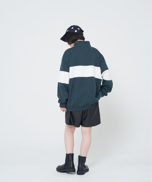 CORISCO（コリスコ）の「裏起毛切替BIGハーフジップ(M1)（スウェット・メンズ・ネイビー/ダークグリーン/ブラック/グレー・LARGE/MEDIUM/X-LARGE）」の10枚目の写真