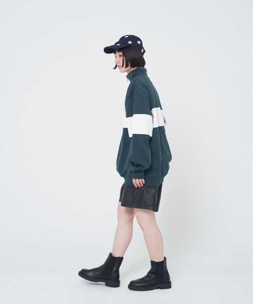 CORISCO（コリスコ）の「裏起毛切替BIGハーフジップ(M1)（スウェット・メンズ・ネイビー/ダークグリーン/ブラック/グレー・LARGE/MEDIUM/X-LARGE）」の11枚目の写真