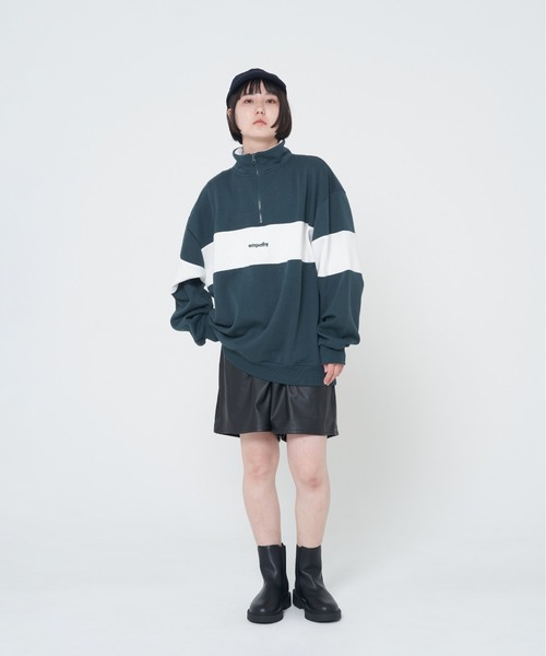 CORISCO（コリスコ）の「裏起毛切替BIGハーフジップ(M1)（スウェット・メンズ・ネイビー/ダークグリーン/ブラック/グレー・LARGE/MEDIUM/X-LARGE）」の12枚目の写真