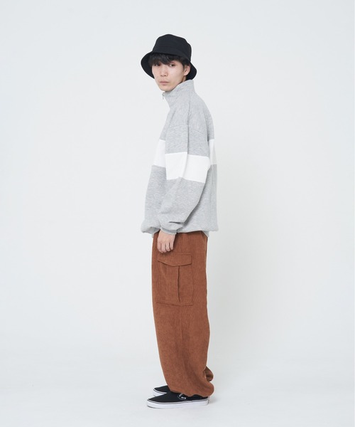 CORISCO（コリスコ）の「裏起毛切替BIGハーフジップ(M1)（スウェット・メンズ・ネイビー/ダークグリーン/ブラック/グレー・LARGE/MEDIUM/X-LARGE）」の5枚目の写真
