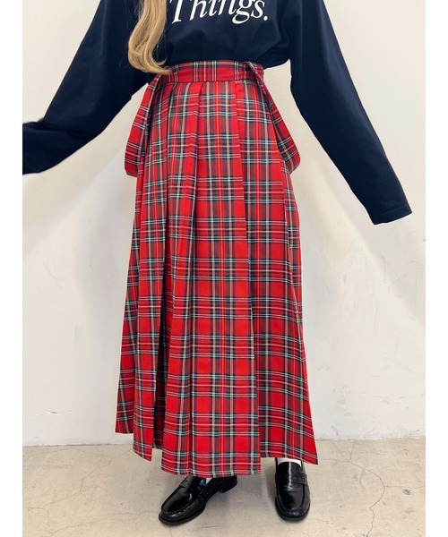 WC（ダブル シー）の「2WAYチェックプリーツロングスカート