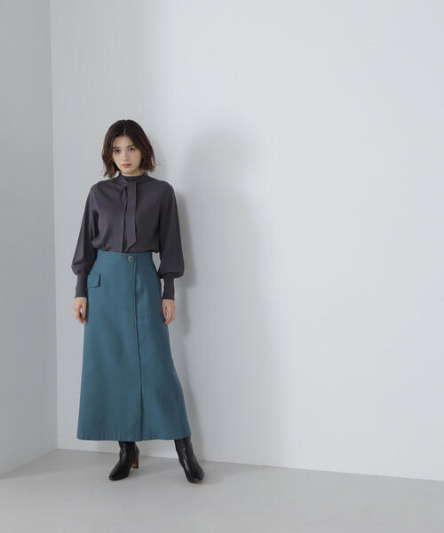 NATURAL BEAUTY BASIC（ナチュラルビューティーベーシック）の「◇ハイネックナローボウタイニット（ニット/セーター・レディース・ライトグリーン/オフホワイト/チャコールグレー・FREE）」の20枚目の写真