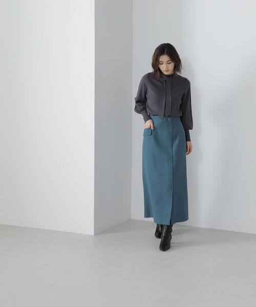 NATURAL BEAUTY BASIC（ナチュラルビューティーベーシック）の「◇ハイネックナローボウタイニット（ニット/セーター・レディース・ライトグリーン/オフホワイト/チャコールグレー・FREE）」の22枚目の写真