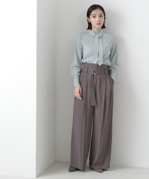 NATURAL BEAUTY BASIC（ナチュラルビューティーベーシック）の「◇ハイネックナローボウタイニット（ニット/セーター・レディース・ライトグリーン/オフホワイト/チャコールグレー・FREE）」の12枚目の写真