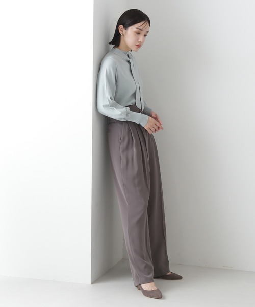 NATURAL BEAUTY BASIC（ナチュラルビューティーベーシック）の「◇ハイネックナローボウタイニット（ニット/セーター・レディース・ライトグリーン/オフホワイト/チャコールグレー・FREE）」の10枚目の写真