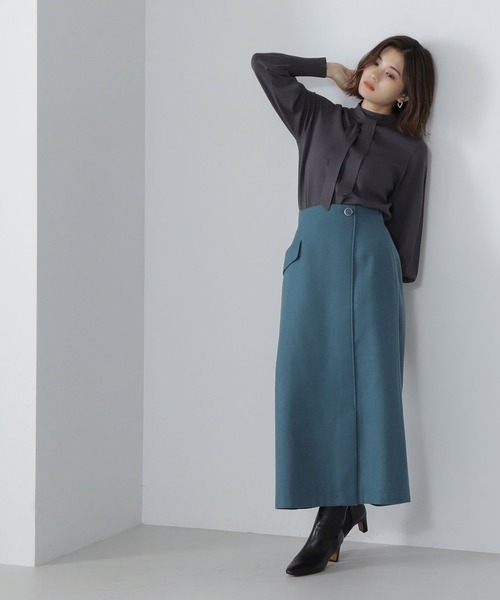 NATURAL BEAUTY BASIC（ナチュラルビューティーベーシック）の「◇ハイネックナローボウタイニット（ニット/セーター・レディース・ライトグリーン/オフホワイト/チャコールグレー・FREE）」の14枚目の写真