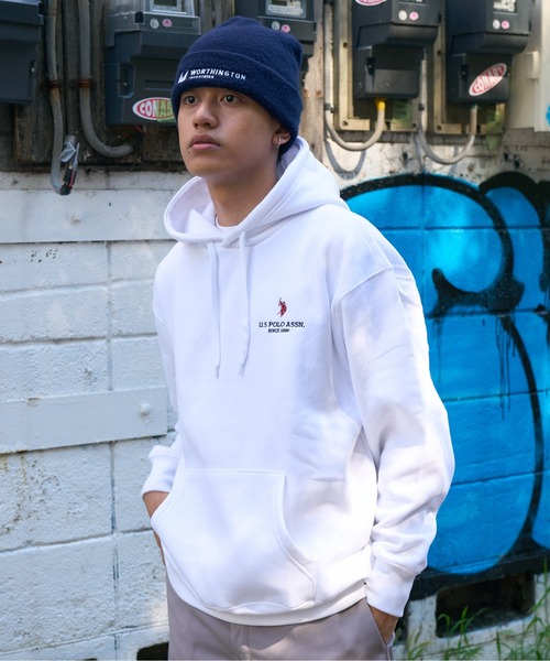 U.S. POLO ASSN.(ユーエスポロアッスン)の「U.S. POLO ASSN. ユニセックス 裏起毛 プルオーバー パーカー PLM33310(パーカー・レディース・ブラック/ネイビー/オフホワイト・L/M)」の8枚目の写真