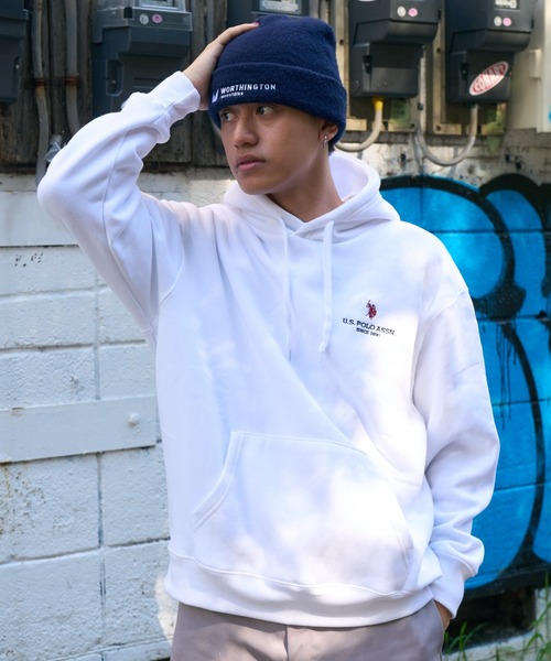 U.S. POLO ASSN.(ユーエスポロアッスン)の「U.S. POLO ASSN. ユニセックス 裏起毛 プルオーバー パーカー PLM33310(パーカー・レディース・ブラック/ネイビー/オフホワイト・L/M)」の9枚目の写真