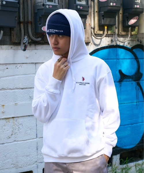 U.S. POLO ASSN.(ユーエスポロアッスン)の「U.S. POLO ASSN. ユニセックス 裏起毛 プルオーバー パーカー PLM33310(パーカー・レディース・ブラック/ネイビー/オフホワイト・L/M)」の10枚目の写真