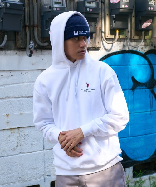 U.S. POLO ASSN.(ユーエスポロアッスン)の「U.S. POLO ASSN. ユニセックス 裏起毛 プルオーバー パーカー PLM33310(パーカー・レディース・ブラック/ネイビー/オフホワイト・L/M)」の13枚目の写真