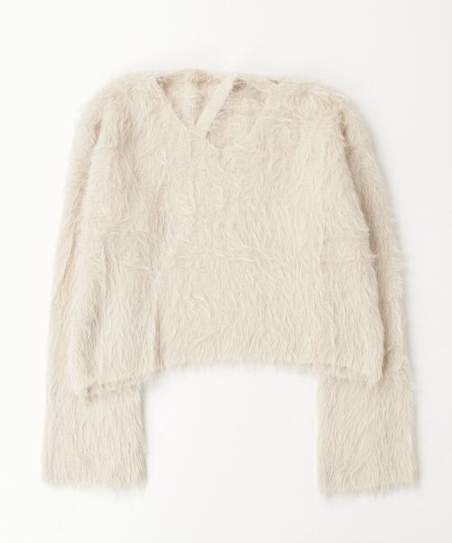 gossip！ロサンゼルス（ゴシップロサンゼルス）の「デコルテデザイン フェザーヤーンニット（ニット/セーター・レディース・オフホワイト/ブラック/グレー/ホワイト/ベージュ・FREE）」の18枚目の写真