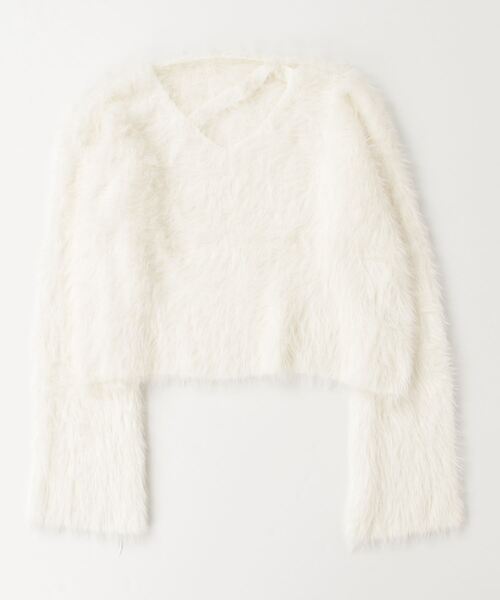 gossip！ロサンゼルス（ゴシップロサンゼルス）の「デコルテデザイン フェザーヤーンニット（ニット/セーター・レディース・オフホワイト/ブラック/グレー/ホワイト/ベージュ・FREE）」の19枚目の写真