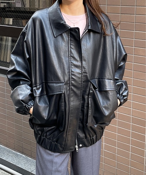 LE MORE（リモア）の「フェイクレザージャケット（その他アウター
