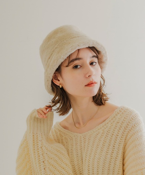 SMELLY（スメリー）の「ファーバケットハット（ハット・レディース・アイボリー/ブラック・-）」の6枚目の写真