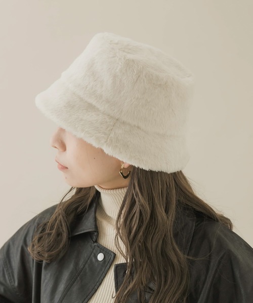 SMELLY（スメリー）の「ファーバケットハット（ハット・レディース・アイボリー/ブラック・-）」の8枚目の写真
