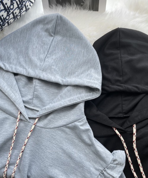 【セール】ショルダーフリルパーカーワンピース（ワンピース）｜deux amour（ドゥーザムール）