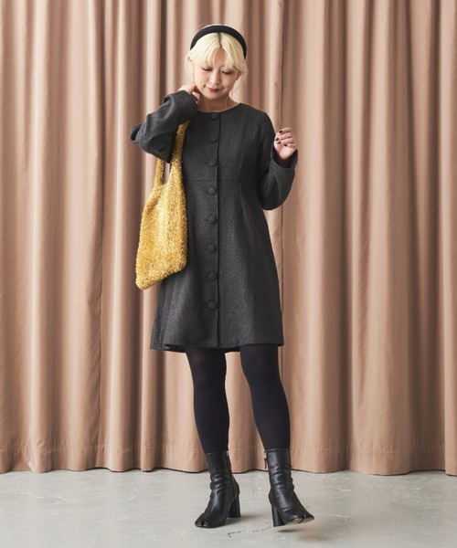 MERLOT(メルロー)の「ヘリンボーンミニワンピース(ワンピース・レディース・ベージュ/グレー・FREE)」の13枚目の写真