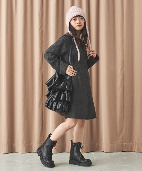 MERLOT(メルロー)の「ヘリンボーンミニワンピース(ワンピース・レディース・ベージュ/グレー・FREE)」の9枚目の写真